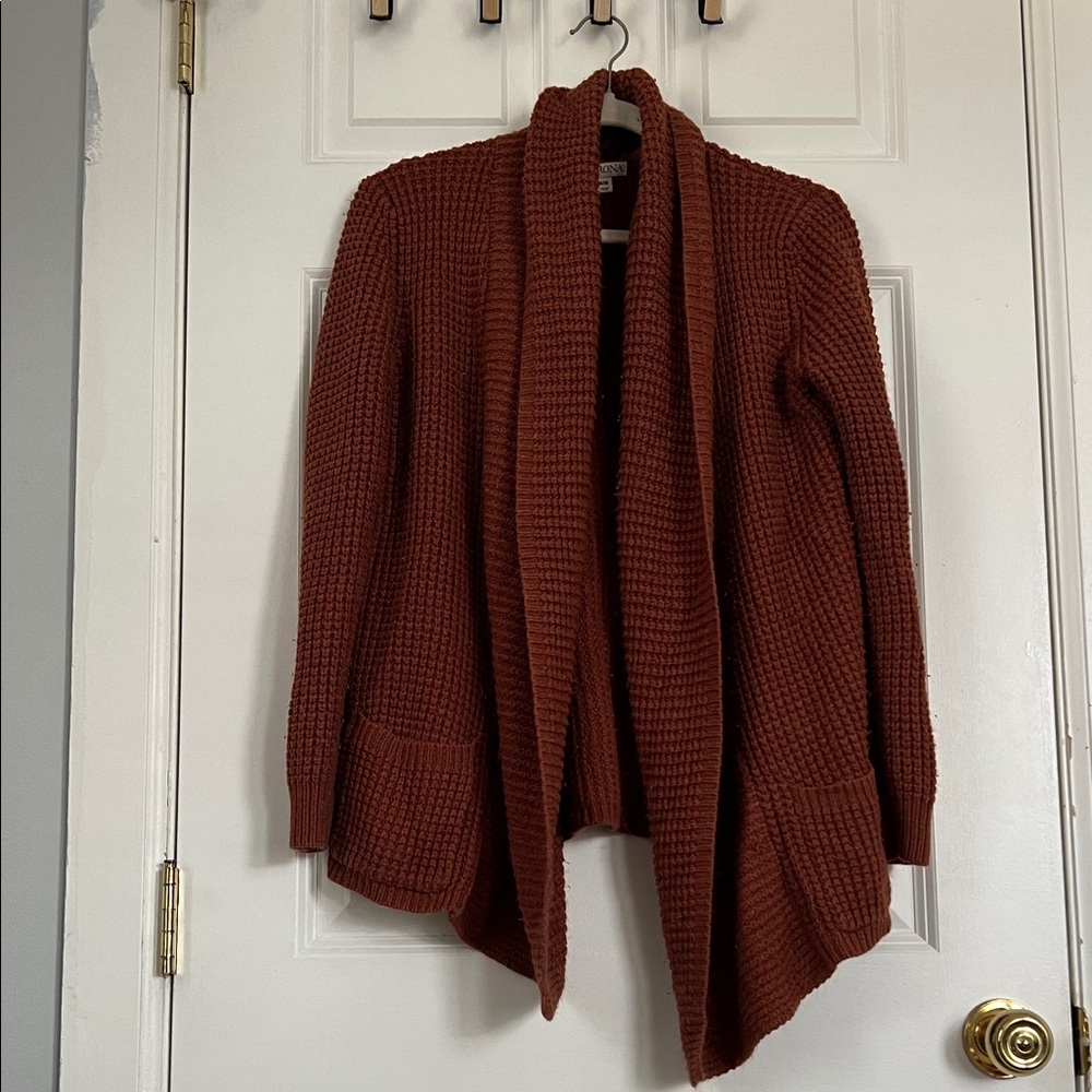 Merona Rust Open-Front Cardigan